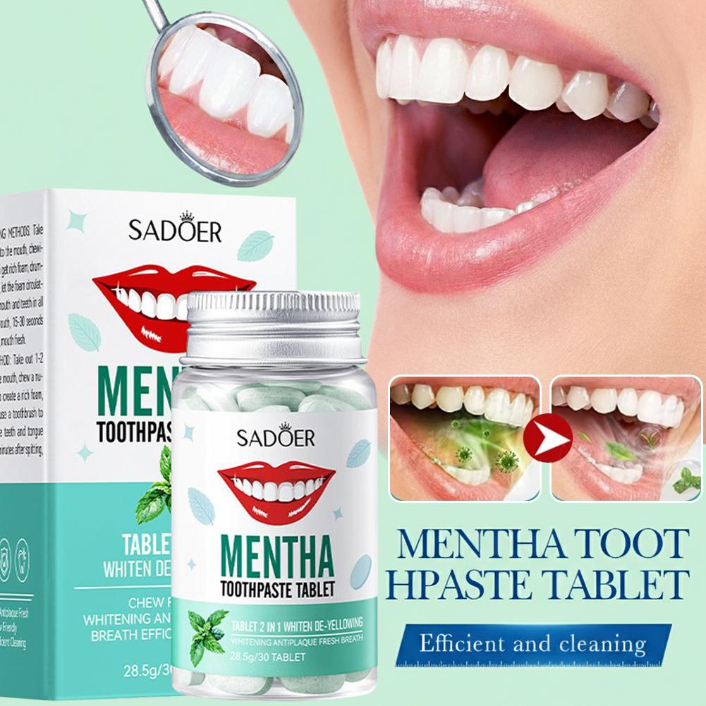 Whitening Mouthwash - 30 Buah Tablet Pasta Gigi Padat