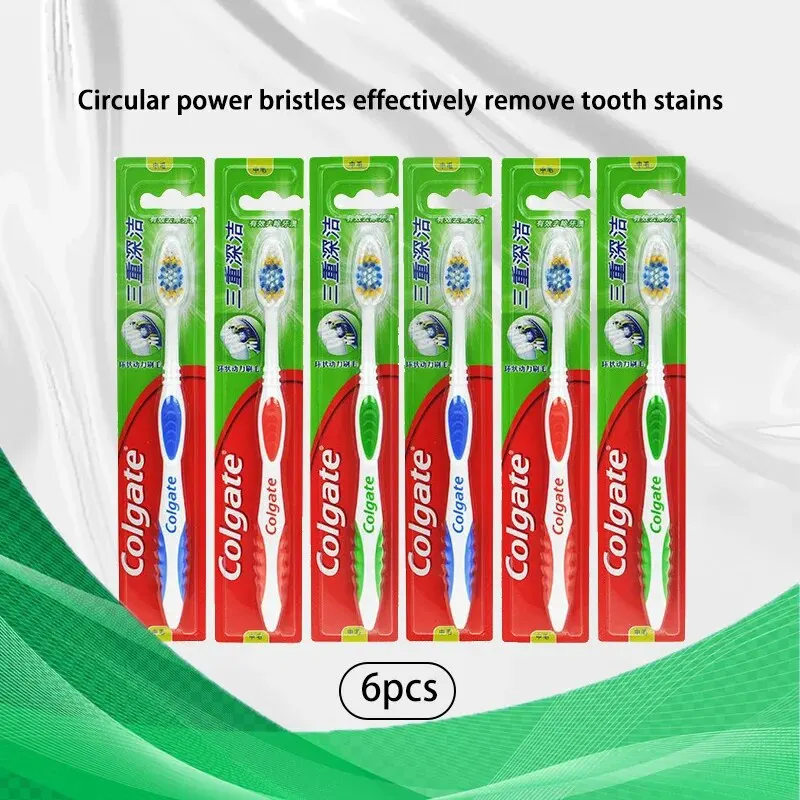 Colgate Whitening Teeth - Clogate 6pcs Sikat Gigi Dewasa Bulu