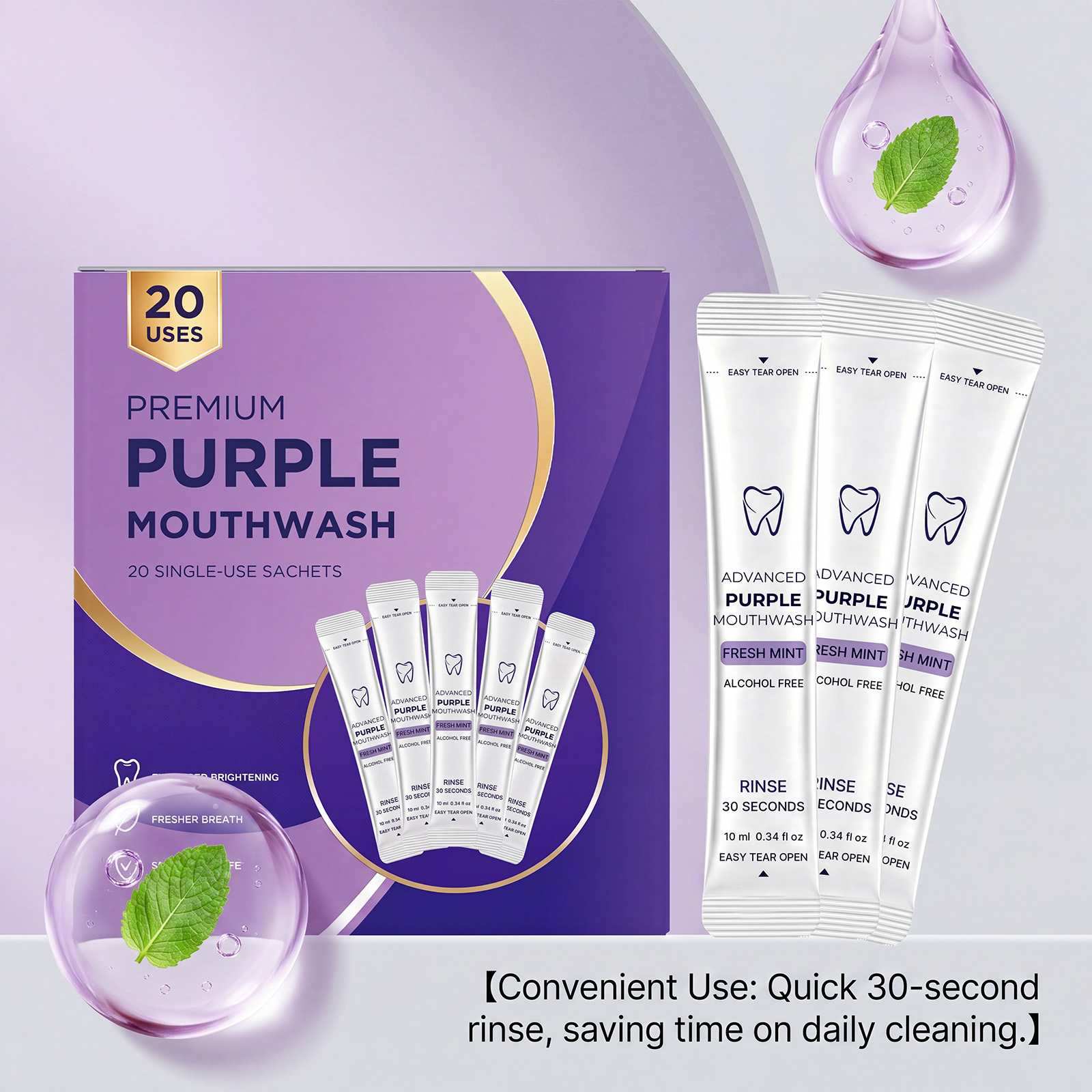 20/40 Pack Obat Kumur Ungu Unt - Whitening Mouthwash ulasan dan harga