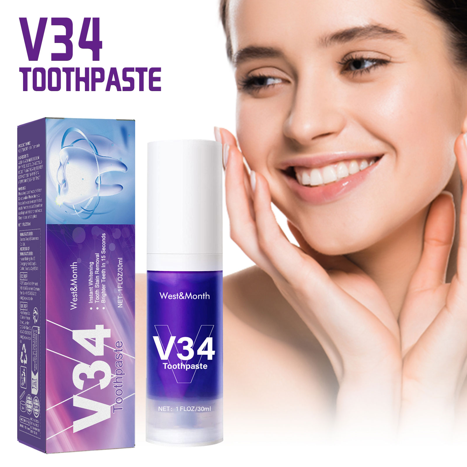 Pasta Gigi V34 Purple Cleaning - Teeth Whitening Mousse ulasan dan harga